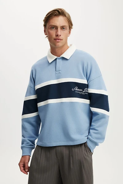Cropped Fit Graphic Fleece Polo