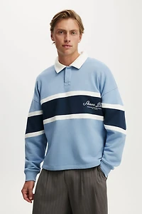 Cropped Fit Graphic Fleece Polo