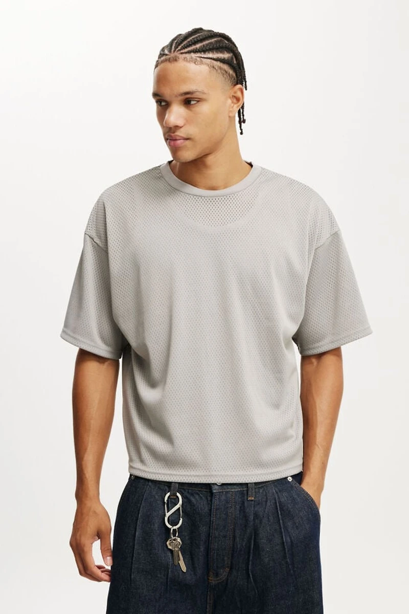 Cropped Fit Mesh T-Shirt