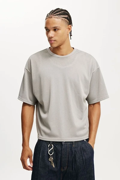 Cropped Fit Mesh T-Shirt