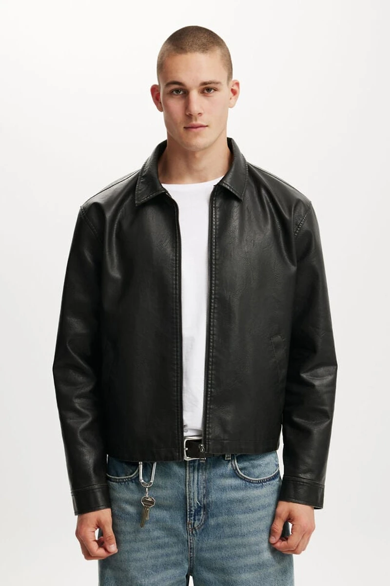 Faux Leather Harrington