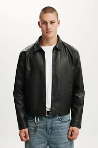 Faux Leather Harrington