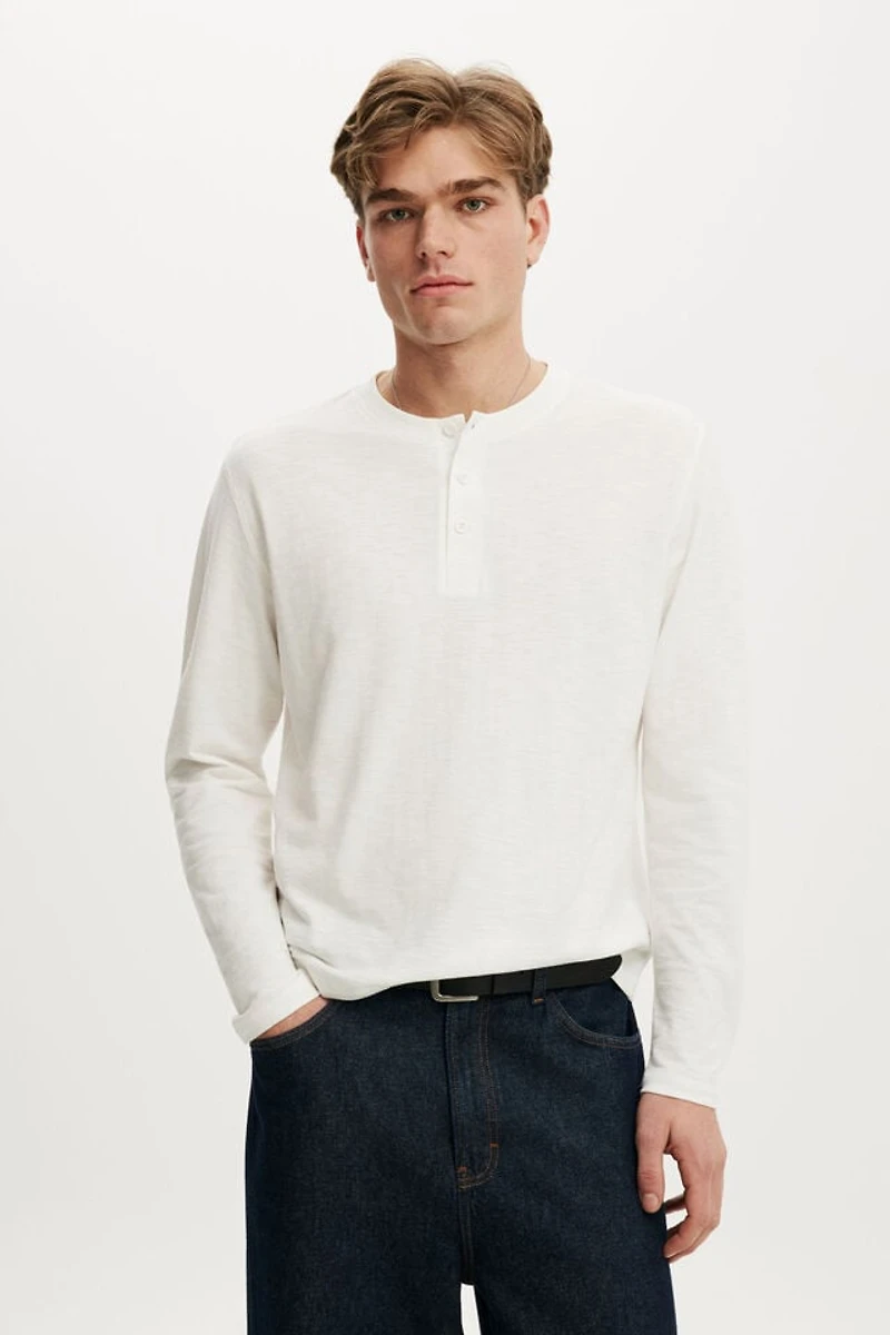 Fitted Henley Long Sleeve T-Shirt