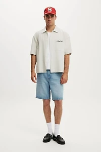 Loose Straight Denim Short