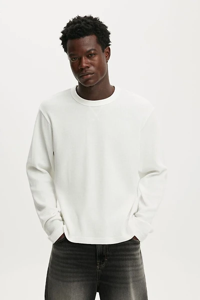 Cropped Fit Textured Long Sleeve