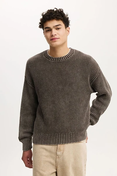 Washed Box Fit Crew Knit