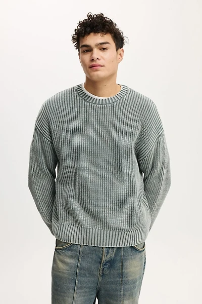 Washed Box Fit Crew Knit