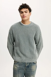 Washed Box Fit Crew Knit