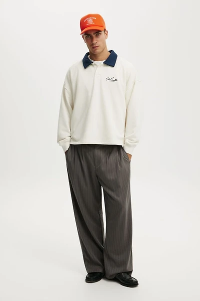 Cropped Fit Graphic Fleece Polo