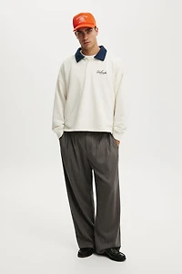 Cropped Fit Graphic Fleece Polo