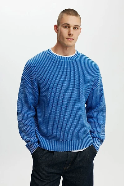 Washed Box Fit Crew Knit
