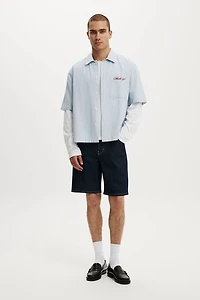 Loose Straight Denim Short