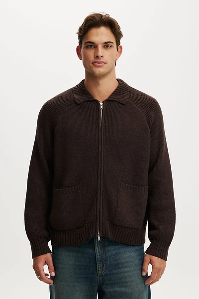Zip Through Knitted Bomber