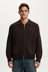 Zip Through Knitted Bomber