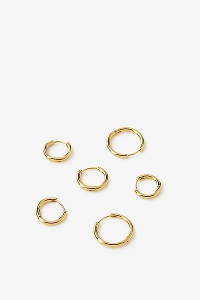 Premium Plated 3Pk Mid Earring