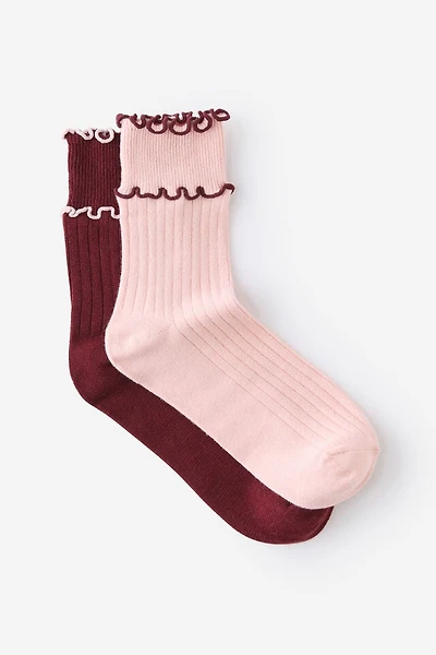 The Perfect Pair Double Frill Rib Crew Sock 2Pk