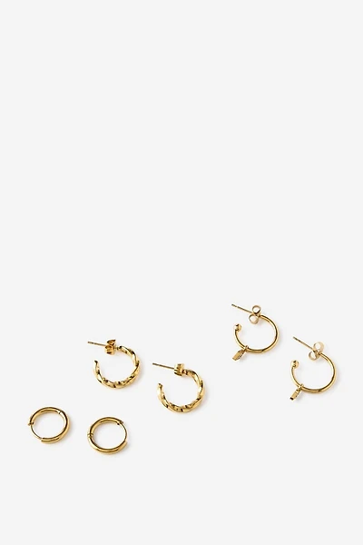 Waterproof 3Pk Mid Earring