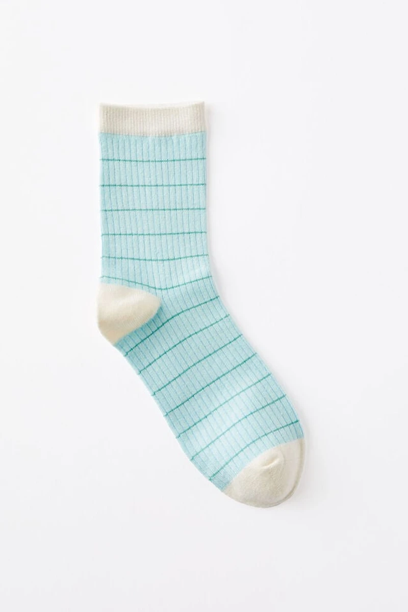 Grid Pattern Crew Sock