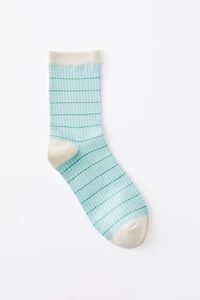 Grid Pattern Crew Sock