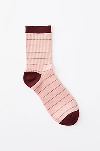 Grid Pattern Crew Sock