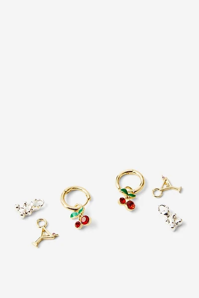 Charm Huggie Set