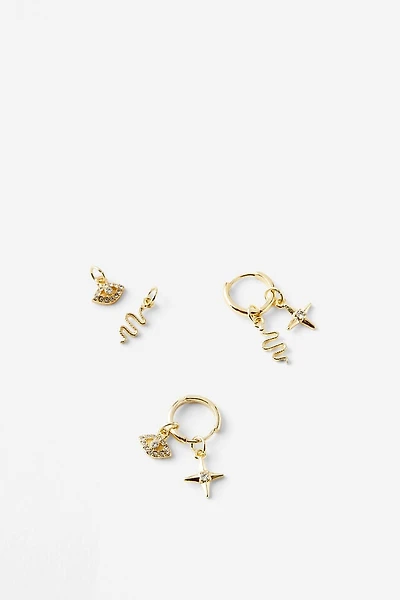 Charm Huggie Set