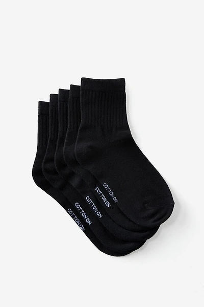 5Pk Quarter Crew Sock