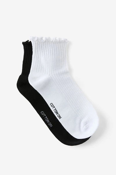 The Perfect Pair Frill Rib Ankle 2Pk