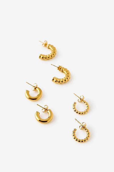 Waterproof 3Pk Mid Earring