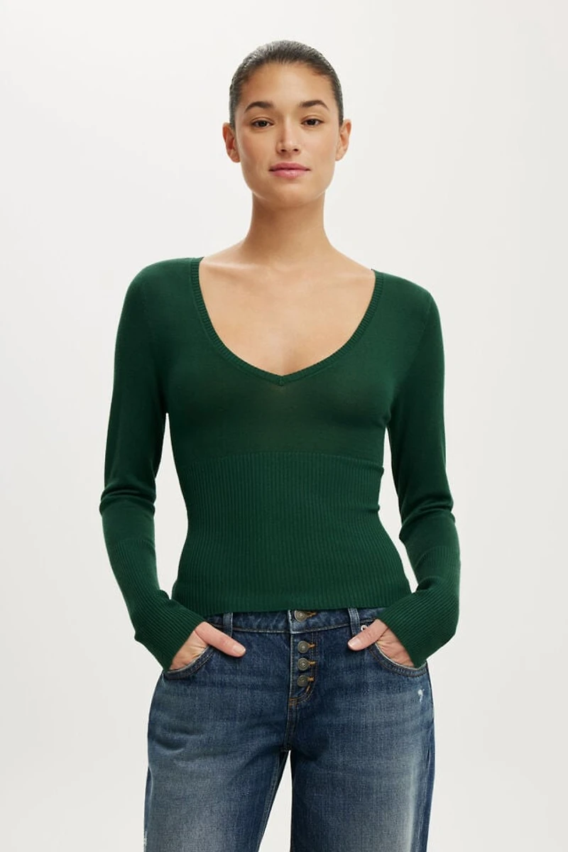 Close Knit V-Neck Top