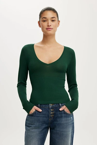 Close Knit V-Neck Top