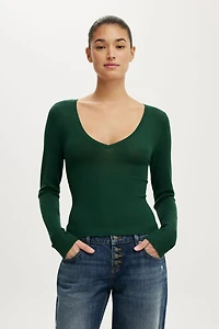 Close Knit V-Neck Top