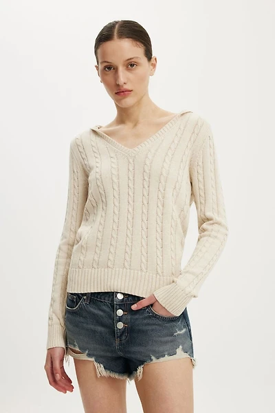 Cotton V Neck Pullover