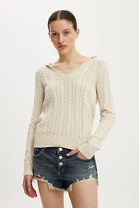 Cotton V Neck Pullover