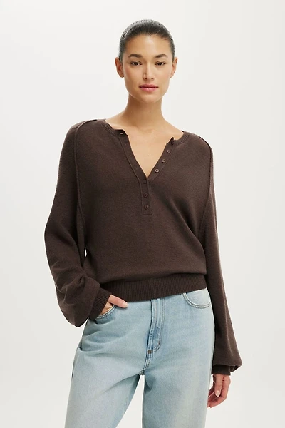 Everfine Oversized Henley Knit
