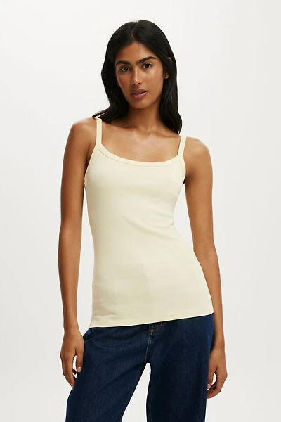 Fine Rib Scoop Longline Cami