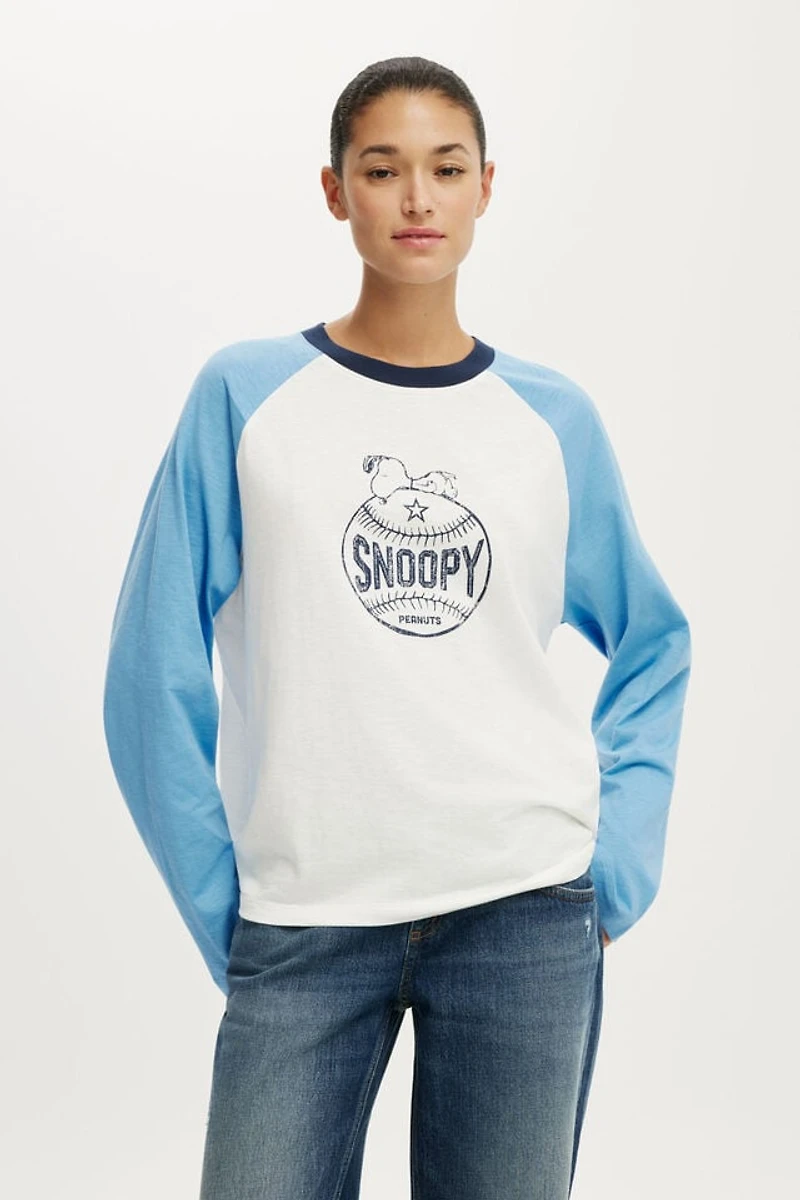 Snoopy Raglan LS Graphic Tee
