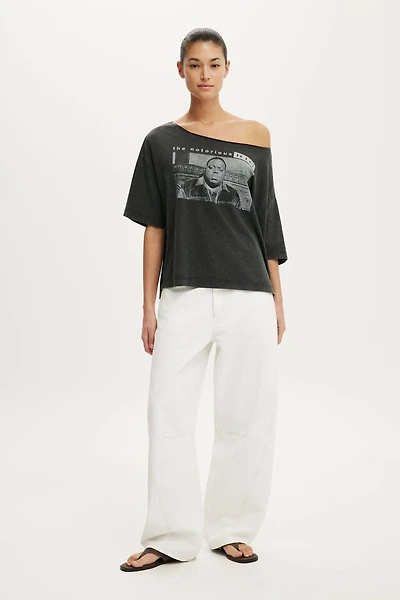 the Notorious B.I.G Off Shoulder Boxy Music Graphic Tee
