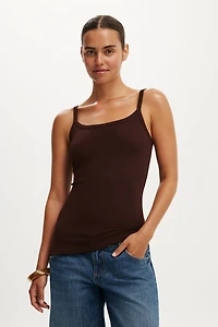 Fine Rib Scoop Longline Cami