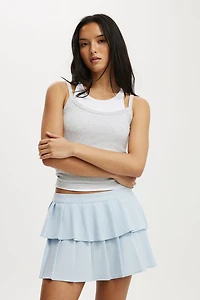 Double Pleated Mini Skirt