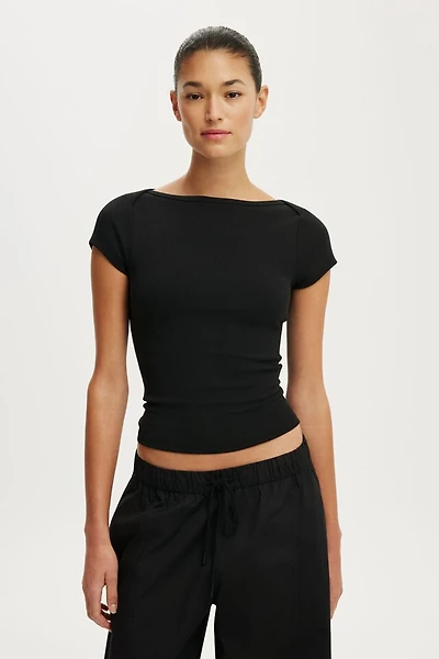 Boatneck Cap Sleeve Tee