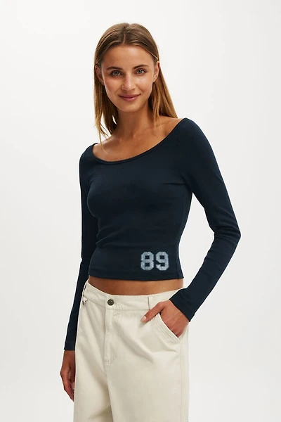 The Ls Off Shoulder Graphic Tee