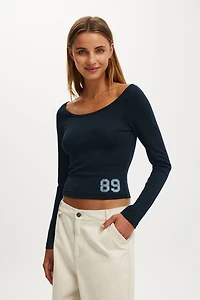 The Ls Off Shoulder Graphic Tee