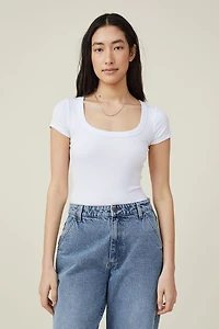Staple Rib Scoop Neck Short Sleeve Top