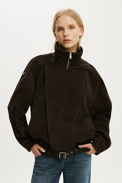 Cove Faux Suede Biker Jacket