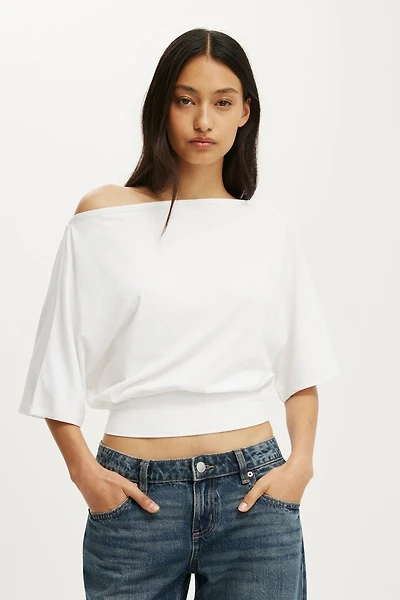 Sage Off Shoulder Short Sleeve