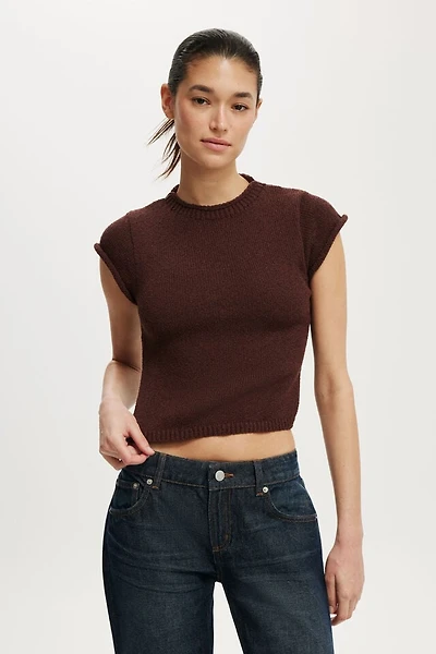 Textured Shortsleeve Knit Top