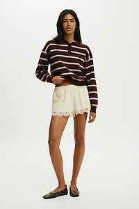 Boxy Ls Polo Knit