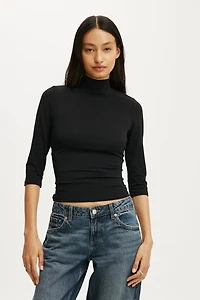 90S Mock Neck 3/4 Sleeve
