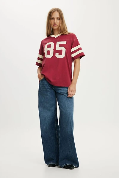 V Neck Oversized Graphic Tee